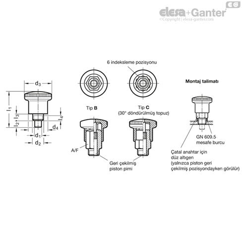 GN 822 Mini indeksleme pistonları Mini indeksleme pistonları, Çelik